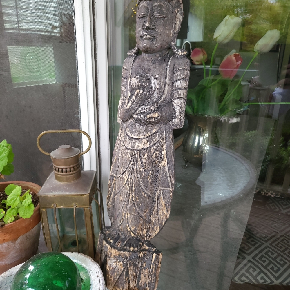 Rustic Carved Wood Decor Piece